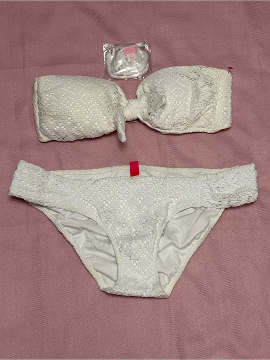 Victoria's Secret Other - Victoria's Secret White Crochet Bandeau Bikini Set